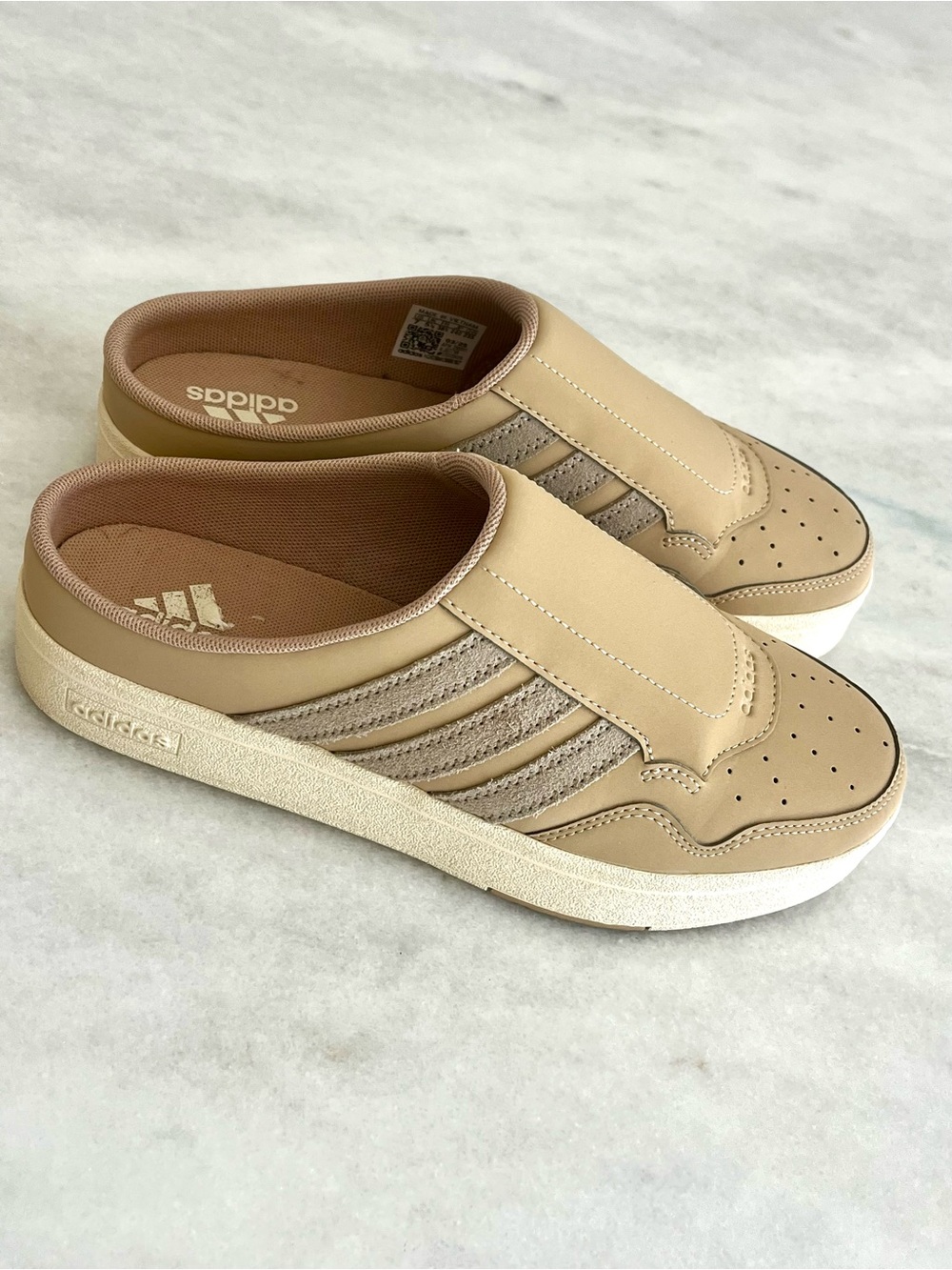adidas Women's Hoops 4.0 Mule Slip On Sneakers Sand Magic Beige Tan US Size 7